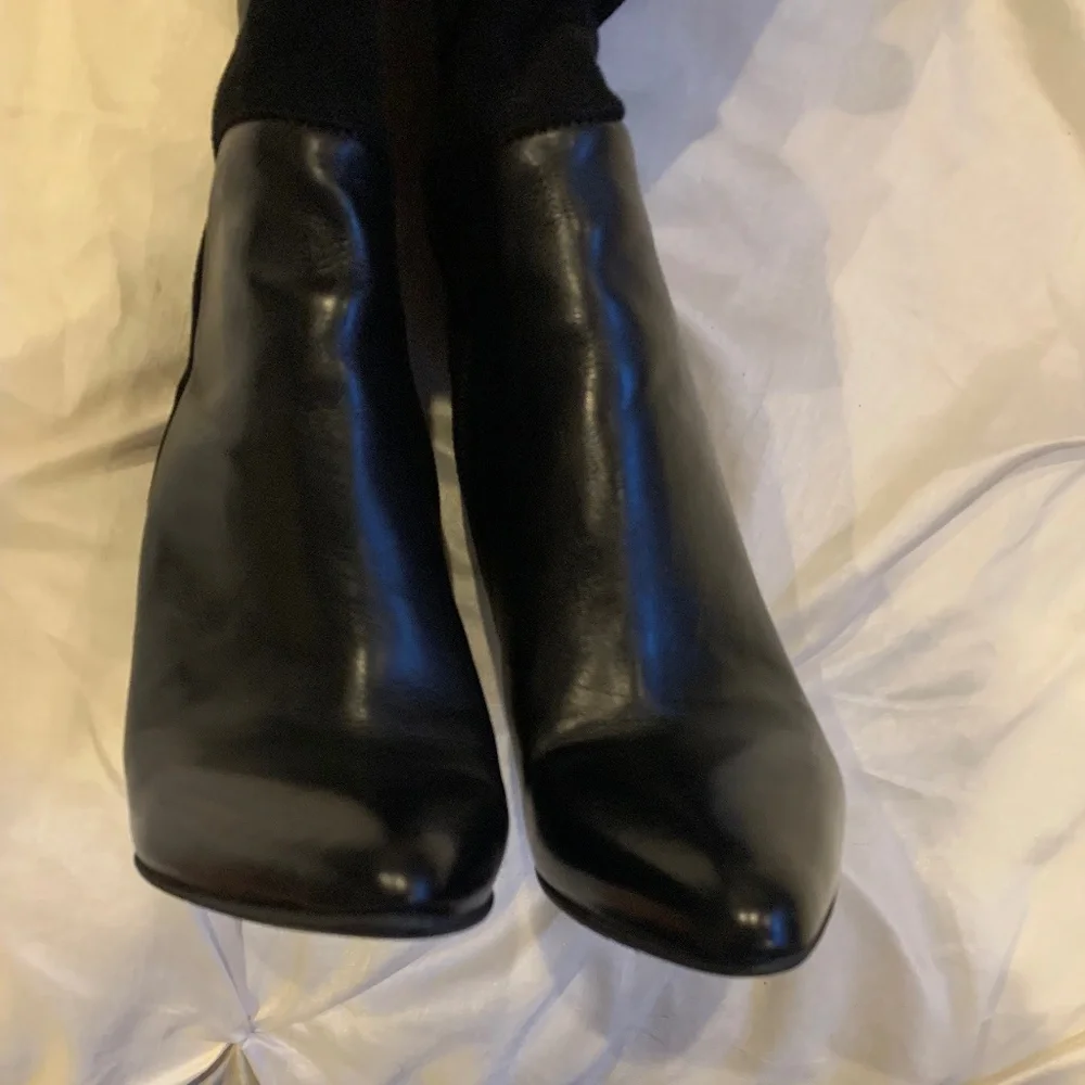 Black Leather/Suede OTK Boots sz 8.5